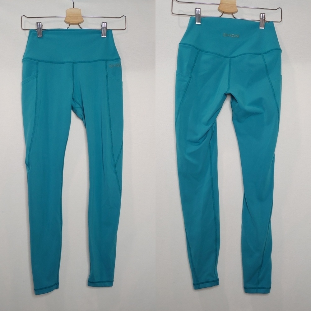 Dhvani Terra Leggings Activist Wear Galapagos Blue Teal Green Pockets Small 28"